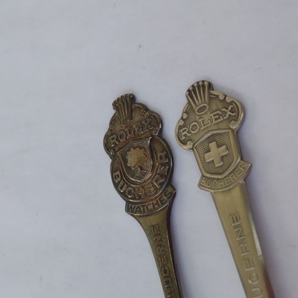 2 Mini Rolex Bucherer Lucerne Switzerland (cb) Stainless Steel Collectors Spoons - Picture 11 of 17